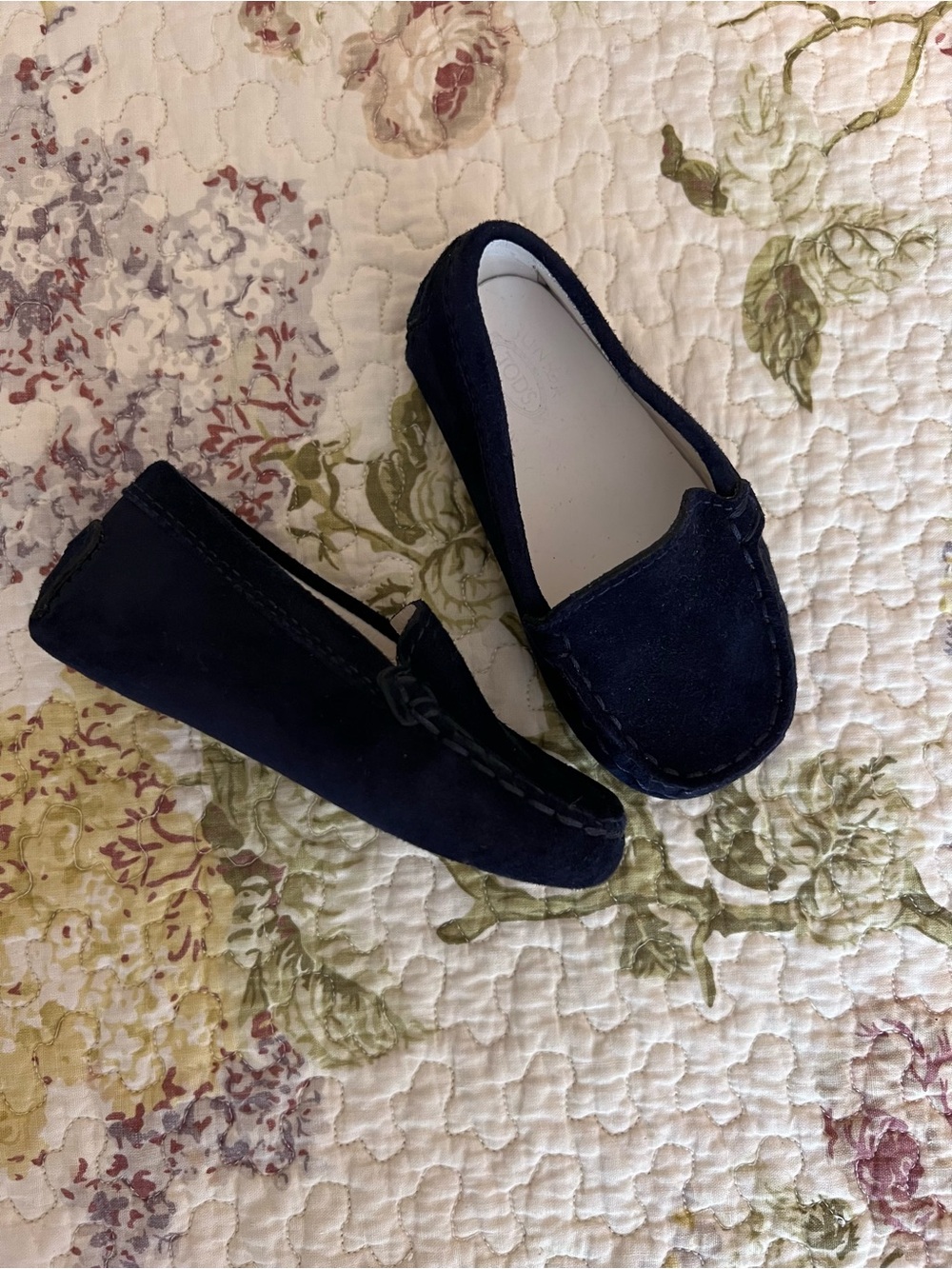 Junior TOD’S Navy Suede Slippers Loafers size 5